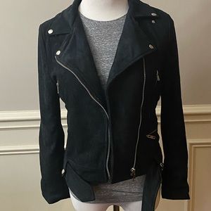 Cropped Suede Moto Jacket